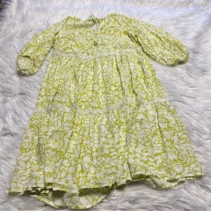 Anthropologie Green and White Floral Dress